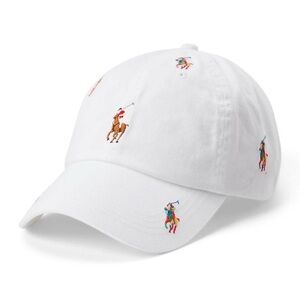 Polo by Ralph Lauren White Cap with Multicolor Embroidery